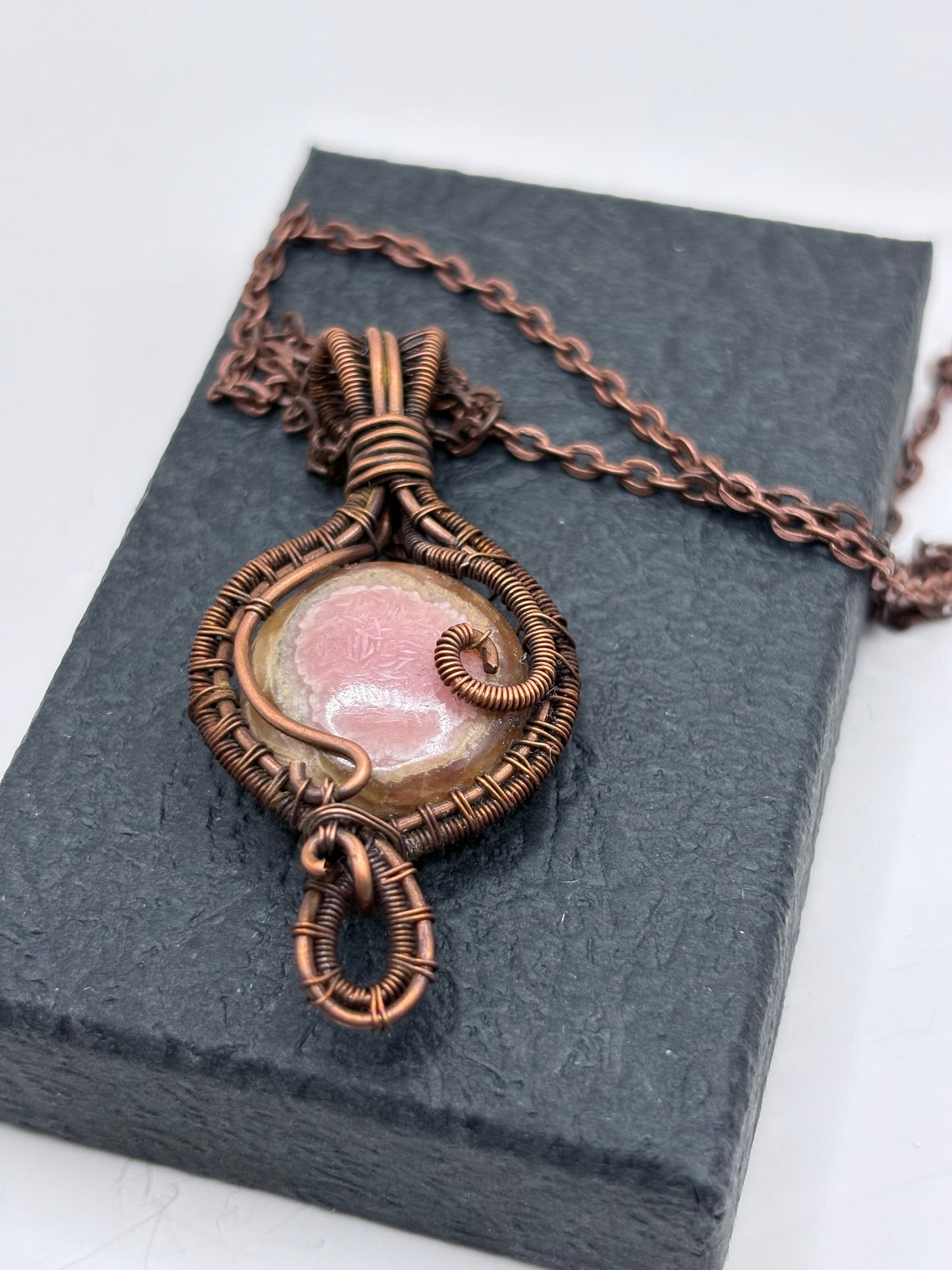 Rhodochrosite and Copper Mini-Pendant