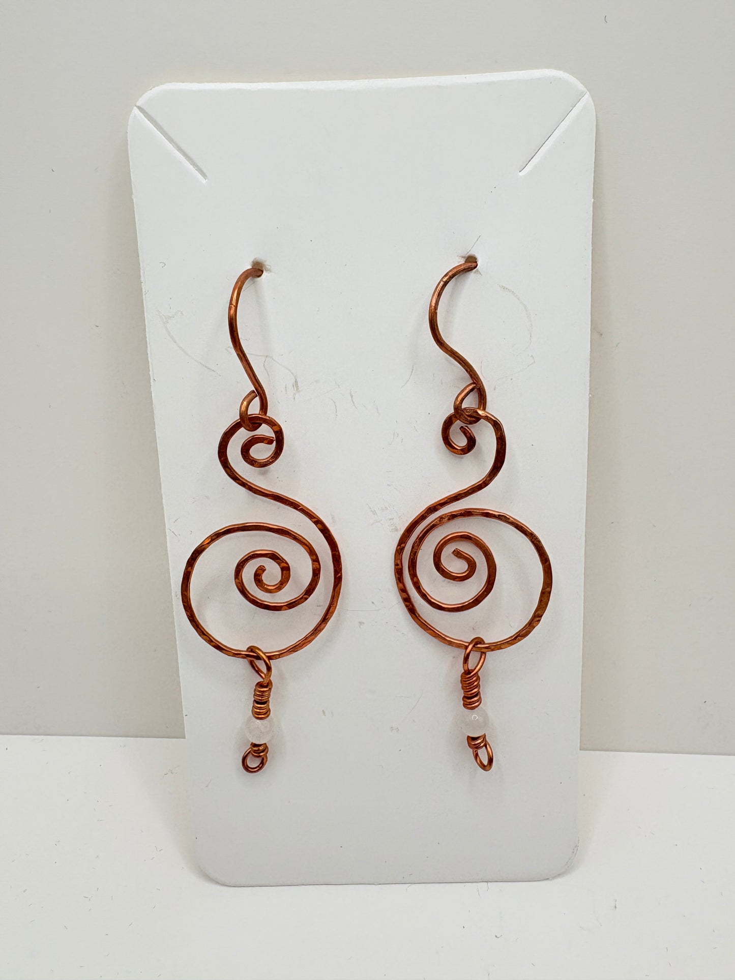 Hammered Copper Swirl Earrings