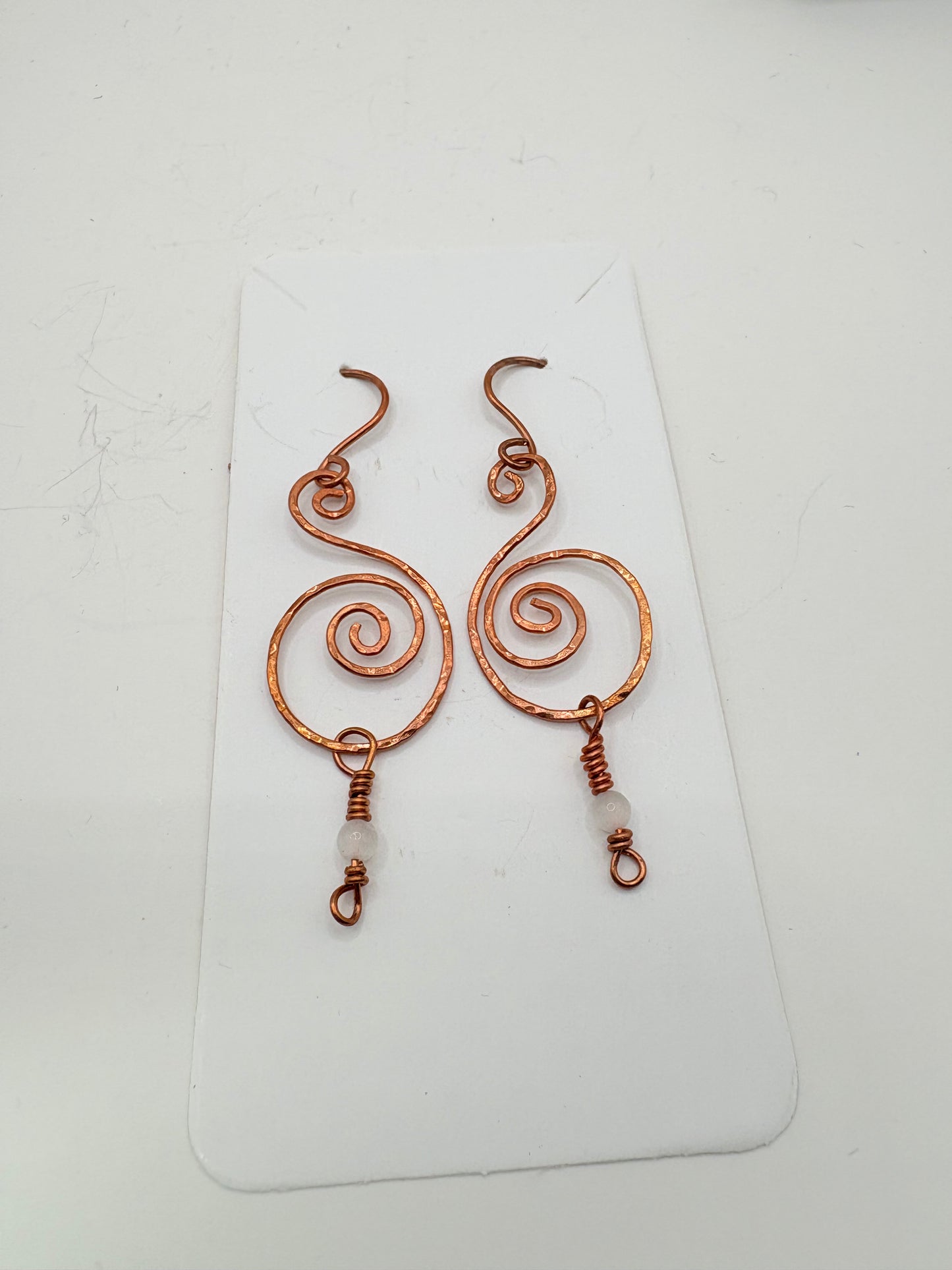 Hammered Copper Swirl Earrings