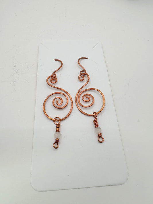 Hammered Copper Swirl Earrings