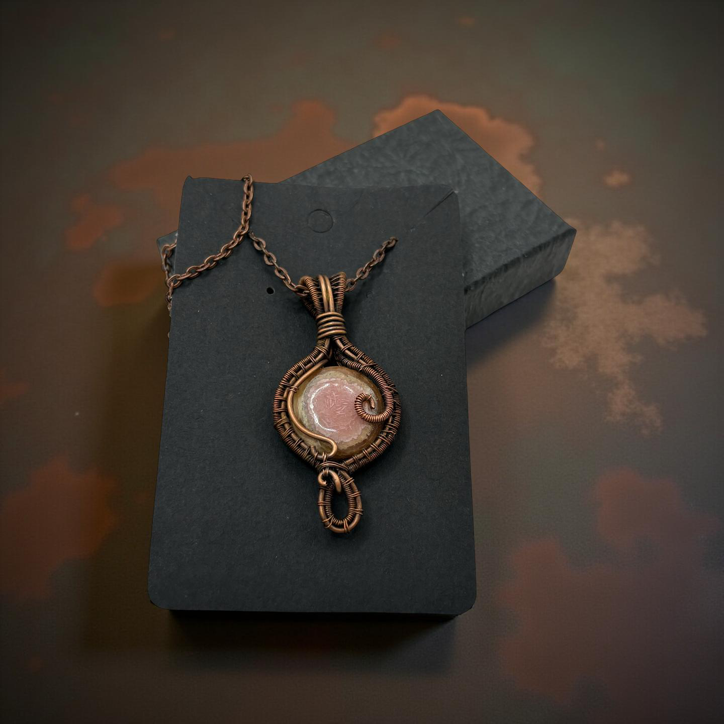 Rhodochrosite and Copper Mini-Pendant