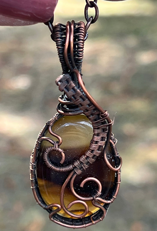 Golden Veil Agate Pendant